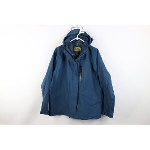 Vintage 90s Cabelas Womens Medium Waterproof Goretex Hooded Rain Jacket Blue